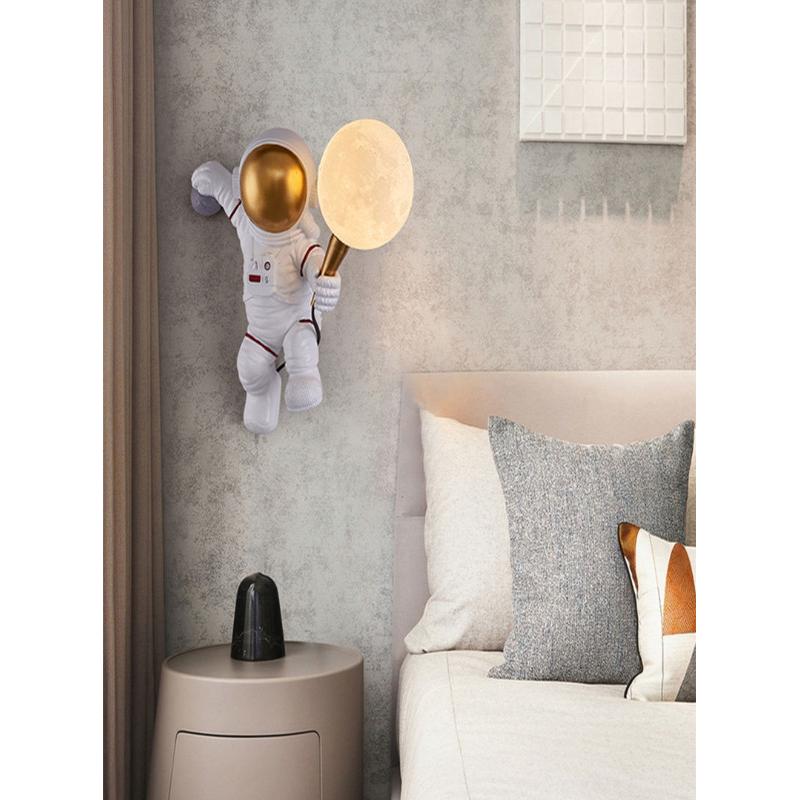 Nordic LED personality astronaut moon children's room wall lamp kitchen dining room bedroom study balcony aisle lamp decoration
