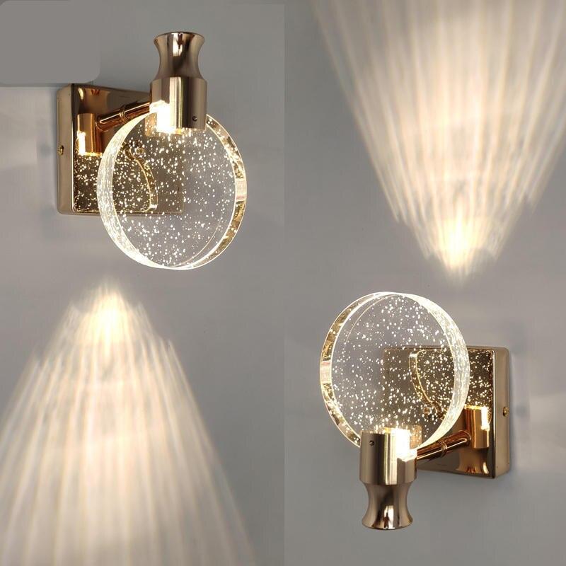 Simple Bedroom Living Room Crystal LED Wall Lamp Mirror Front Lamp Bathroom Makeup Lamp Wall Light Home Decor Lights Mirror Lamp