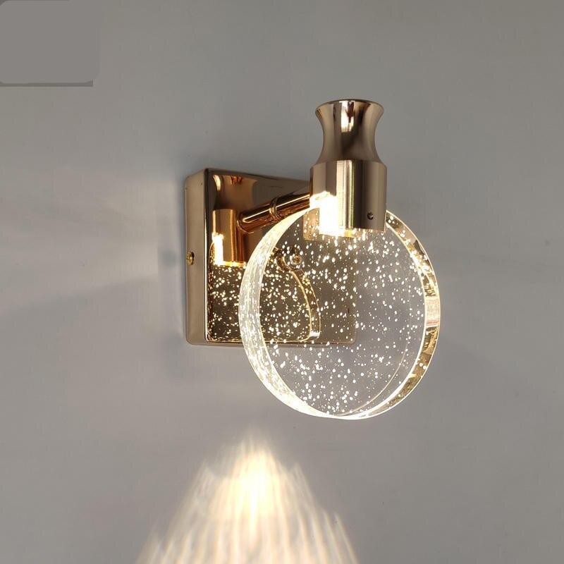 Simple Bedroom Living Room Crystal LED Wall Lamp Mirror Front Lamp Bathroom Makeup Lamp Wall Light Home Decor Lights Mirror Lamp