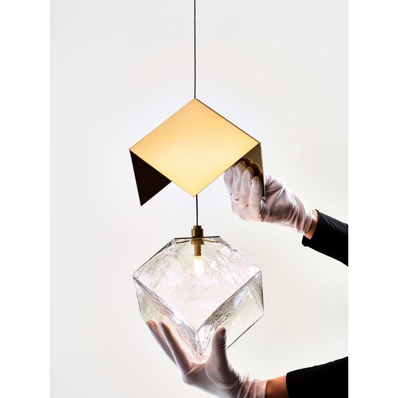Designer Crystal Light -Modern Glass Rubik's Cube Revolving Stair Chandelier