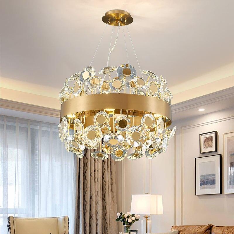 Gold/Black Crystal Rectangle Chandelier Lighting,Living Room - Kitchen Island Hanging Lamp