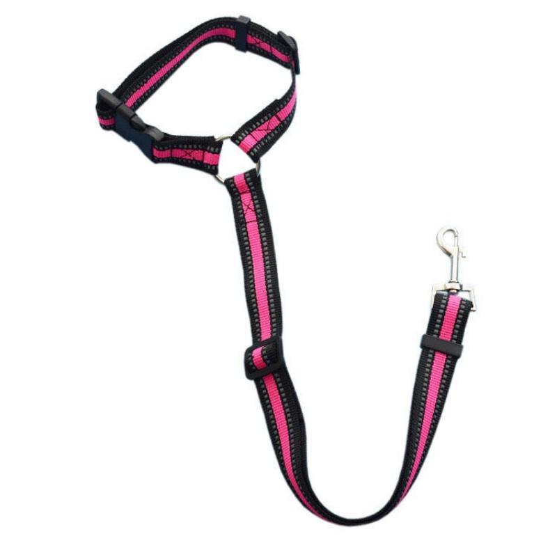 Solid Color Two-in-one Pet Car Seat Belt Nylon Lead Leash Backseat Safety Belt Adjustable Dogs Harness Collar Pet Accessories
