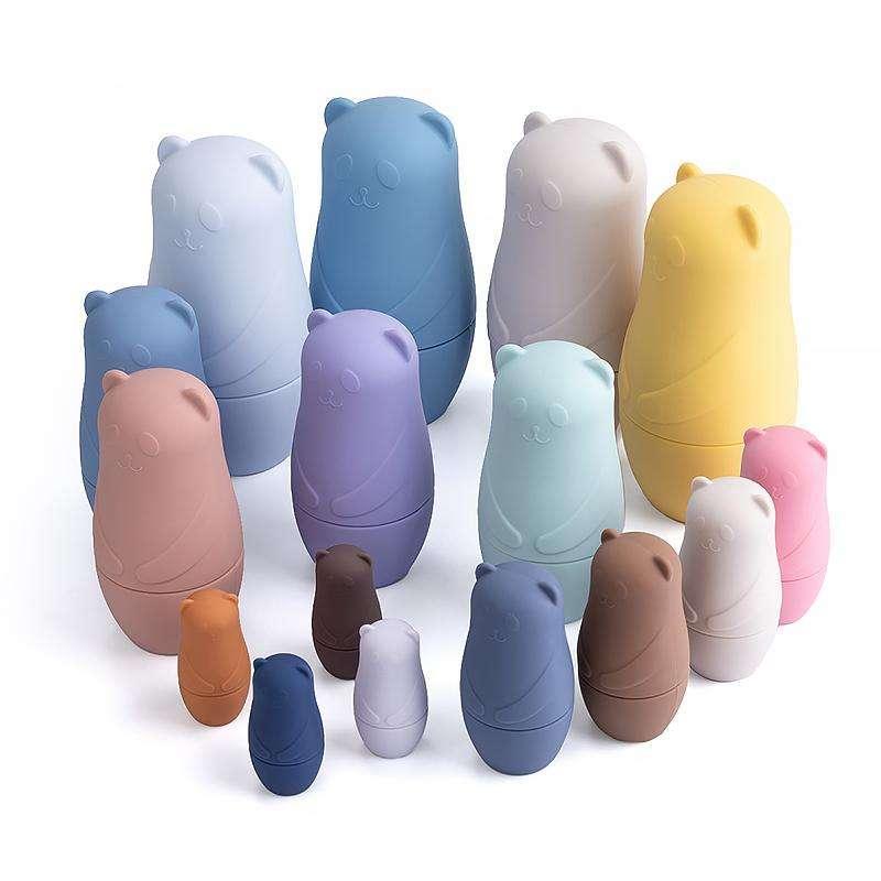 1Set Montessori Nesting Doll Toy Russian Matryoshka Doll Educational Toys for Children Silicone Stacking Blocks Doll Inside Doll