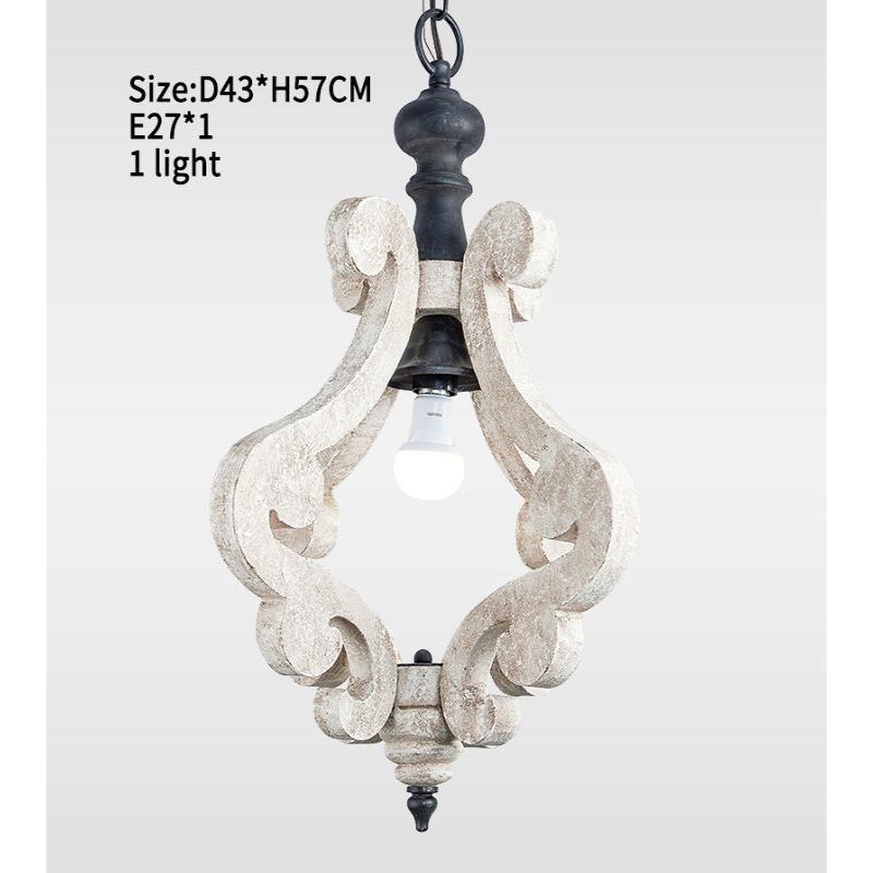 Vintage solid wooden chandelier home lighting french american style for living room bedroom dining kitchen retro white 4 lights